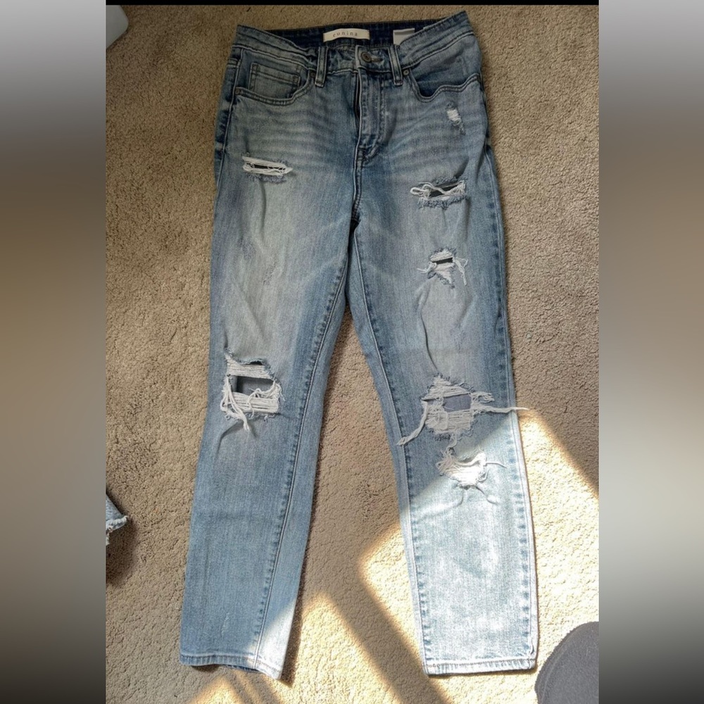 Eunina super high rise ripped mom jeans